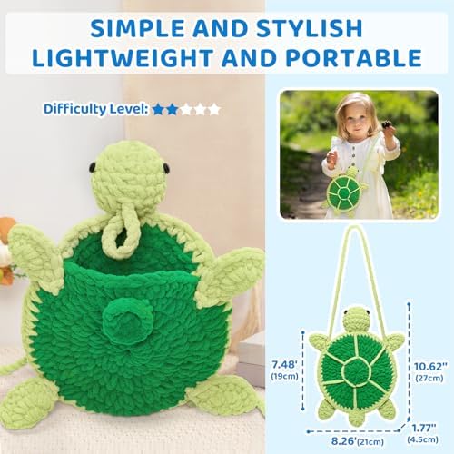 Mewaii Turtle Crossbody Bag Crochet Kit for Beginners, 40% Extra Yarn - Image 2