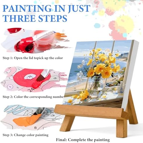 PRASIO Paint by Numbers Kit for Adults Beginner, Flowers Adult Paint by Number Kits on Canvas, DIY Acrylic Number Painting for Adults for Home Decor Gift 16x16 Inch - Image 5