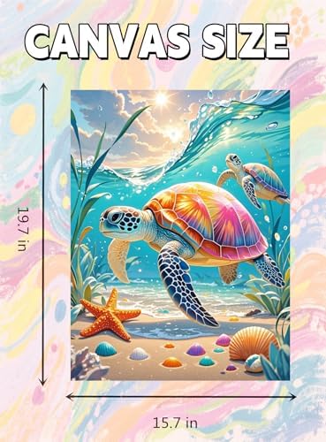 TINDAY Paint by Numbers Kit for Adults Paint by Number for Adults Beginner Sea Turtle Painting by Number for Adult on Canvas Acrylic Painting Wall Decor 16x20 in - Image 5