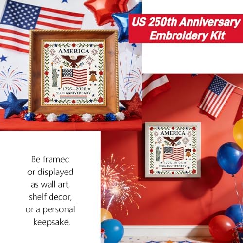 US 250th Anniversary Embroidery Kit, Patriotic Embroidery Kits for Beginner - Image 6