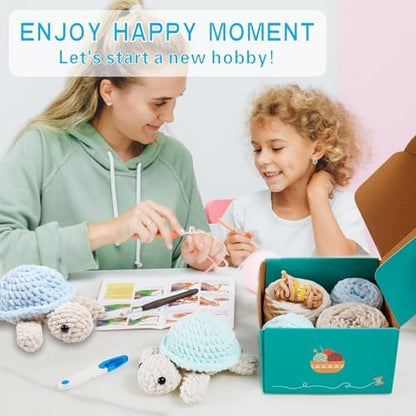 Eelexa Turtle Crochet Kit for Beginners, 2 Amigurumi Projects - Image 4