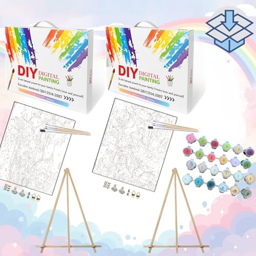 BAISITE Paint by Numbers Kit for Adults Beginners,8" Wx12 L 2 Pack Canvas for Painting Kits for Adults in Colorful Box 6566-ALREADY Framed - Image 3