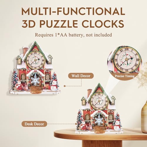 3D Wooden Puzzles for Adults-Christmas Clock Puzzle-Adult Crafts - Image 5