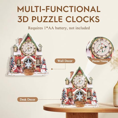 3D Wooden Puzzles for Adults-Christmas Clock Puzzle-Adult Crafts - Image 5