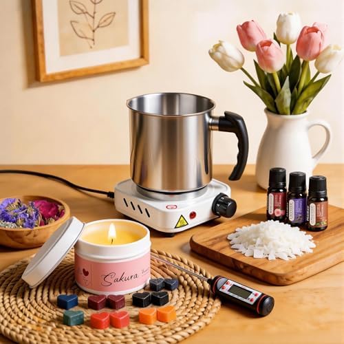 SHOWIN Candle Making Kit, DIY Candle Making Supplies for Adults, Starter Soy Wax Candle Kit with Wax Melter, Jars & Tins, Scented Home Decoration - Image 3