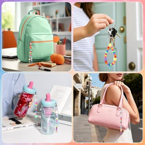 AUGSUN 713Pcs Colorful Bead Keychain Making Kit DIY Keychain Craft - Image 5