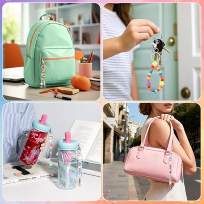 AUGSUN 713Pcs Colorful Bead Keychain Making Kit DIY Keychain Craft - Image 5