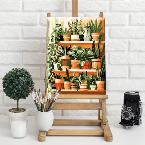Natuyalo Framed Paint by Numbers Kit for Adults - Potted Plants DIY Adult Paint by Number Kits Green Plants Acrylic Canvas Painting for Adults Beginners Art Crafts with Frame, 12x16 Inch - Image 2