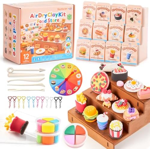 Shuttle Art Air Dry Clay for Kids - Food Store, 21 PCS Modeling Clay Kit with Sculpting Tools and Tutorials, Safe & Non-Sticky, Craft Gifts for Boys & Girls by ShuttleArt