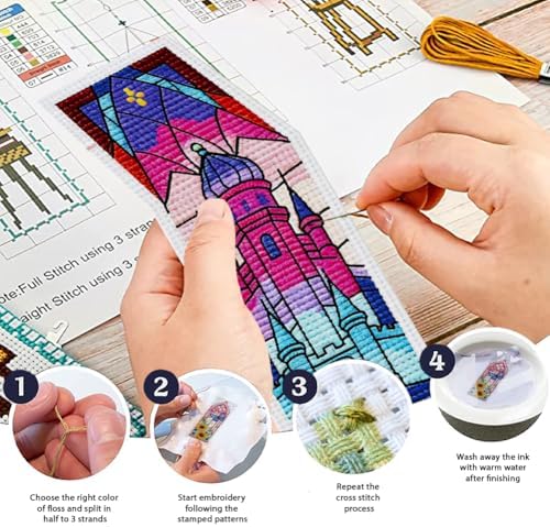 ORIGACH 6 Set Fantasy Stained Glass Cross Stitch Bookmark Kit for Beginner - Image 4