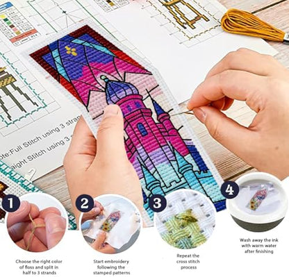 ORIGACH 6 Set Fantasy Stained Glass Cross Stitch Bookmark Kit for Beginner - Image 4