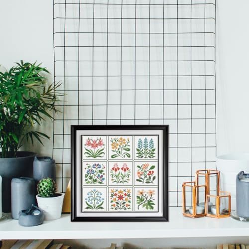 FREEBLOSS 11CT Cross Stitch Kit Stamped Cross Stitch Craft Kit with Stitching Guide for Beginners Floral Folk Pattern Embroidery Set Crossstitch Wall Hanging Set 17x17inch - Image 5