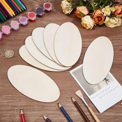 20pcs Wooden Oval Cutout 6.3 x 3.1 Inch Unfinished Wooden Blank Slices Crafts Natural Wood Circles DIY Plank Cutout Craft Supplies for Artist Painting Door Hanger Sign Wedding Decor - Image 3