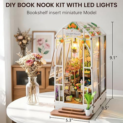 Book Nook Kit for Adults Teen, Miniature House Kit Garden Dolhouse - Image 6
