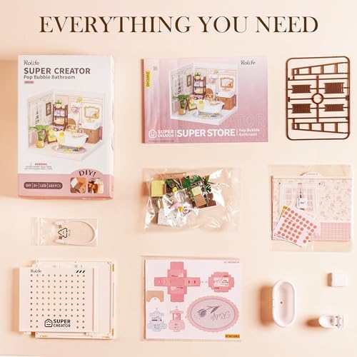 Rolife Super Creator-DIY Plastic Miniature House for Adults, Mini Blocks Model Kit Building Sets, DIY Crafts/Hobbies/Building Blocks Toys for Adults (Pop Bubble Bathroom) - Image 7