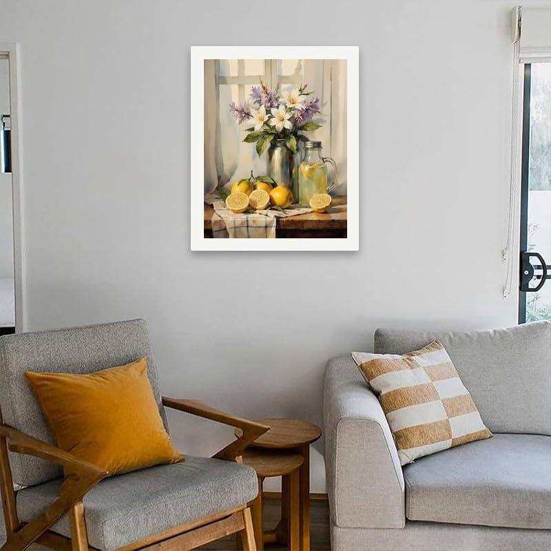 Still Life Paint by Numbers Kit for Adults - DIY Lemons and Flowers by Window Painting on Canvas 16x20 Inches, Acrylic Paint Set, Suitable for Beginners, Art for Home Decor or Gifts - Image 4