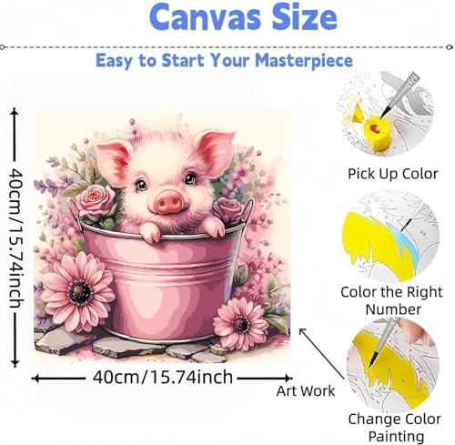 DOTSTART Paint by Numbers Kit for Adults, Cute Pig Paint by Number Kits - Image 2