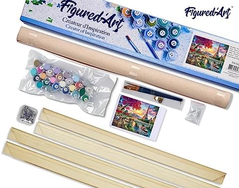 Figured'Art Paint by Numbers Kit for Adults Dinner by The Seine 16"x20" - Craft Art Painting Rolled Canvas with DIY Wooden Frame - Image 5