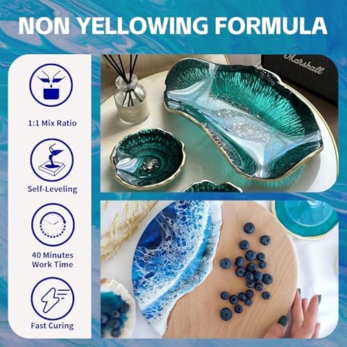 Zynnorix 2 Gallon Epoxy Resin Kit (Resin + Hardener) - Crystal Clear, UV Resistant, Non-Yellowing, Bubble Free, Food Safe for DIY Jewelry, Art, Casting, River Tables,1:1Ratio,256oz - Image 6