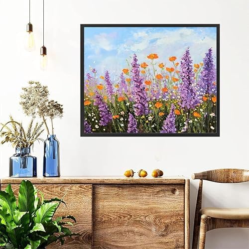 Flower Paint by Numbers for Adults with Framed Canvas - with Wooden Easel - Image 4