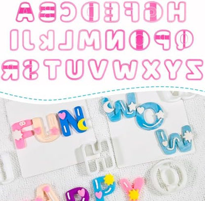 Xaekicr Alphabet Polymer Clay Cutters: 26 Pcs, Letter Designs for Polymer Clay Jewelry,Letter Clay Molds for DIY Custom Clay Earrings by Xaekicr