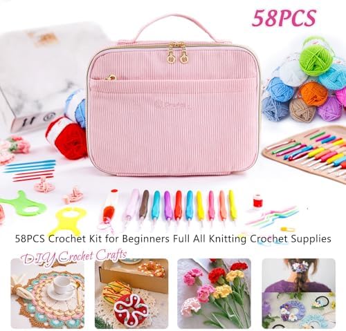 MYBAGZING Crochet Kit for Beginners,Yarn Starter Kit w/Hooks & Storage Bag - Image 4