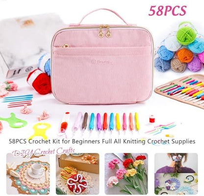 MYBAGZING Crochet Kit for Beginners,Yarn Starter Kit w/Hooks & Storage Bag - Image 4