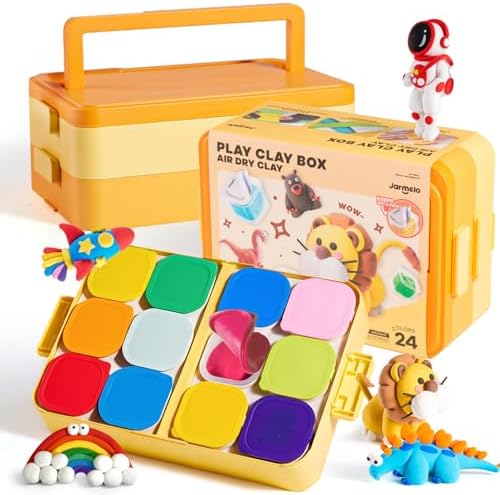 Jar Melo Air Dry Clay, Magic Modeling Clay Kit, 24 Colors with Storage Box by JarMel%C3%B3