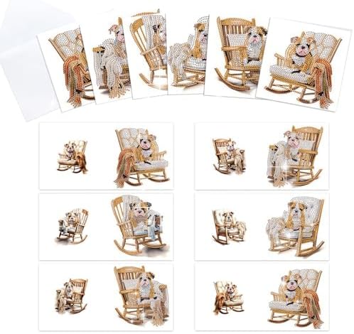 Tontut 6pcs Diamond Painting Kit Greeting Card, Sofa Puppy 5D DIY Diamond Handmade Holiday Greeting Card with Envelope, Christmas Gift Congratulation by Tontut