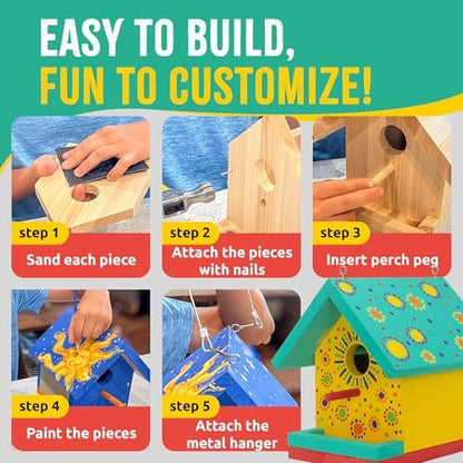Jr Bird House Kit, DIY Cedar Wood Birdhouse for Outdoors with Paint - Image 5