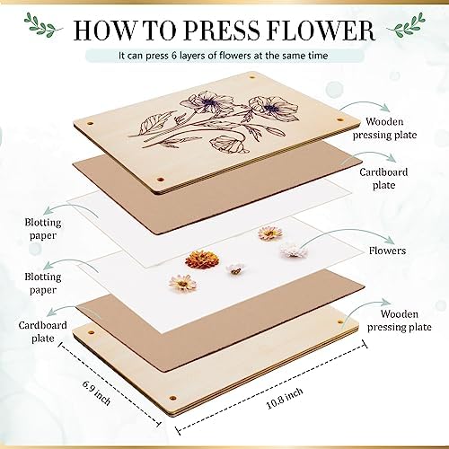 Aboofx Large Wooden Flower Pressing Kit, 10.8"x6.9" 6 Layers - Image 4