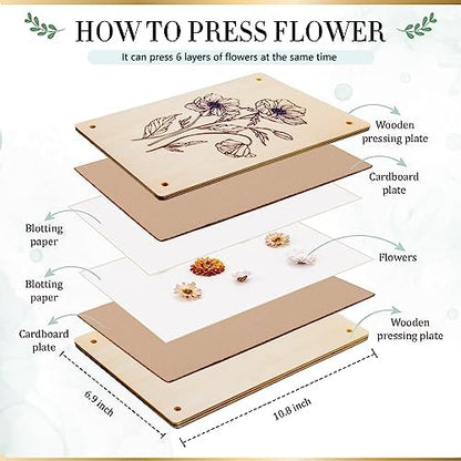 Aboofx Large Wooden Flower Pressing Kit, 10.8"x6.9" 6 Layers - Image 4