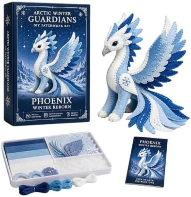ROTORS Arctic Winter Guardians DIY Patchwork Kit, Pre Cut Felt Animal Sewing Kit, 3D Stuffed Creature Craft Set, Handmade Home Decor Gift for Beginners (Blue-D) by ROTORS