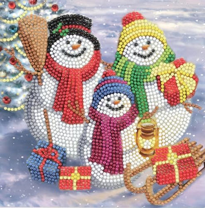 Crystal Art Diamond Painting Card Kit - Snowman Family Fun- Create Your Own 7"x7" Card Kit - for Ages 8 and up by DIYCrystalArtKits
