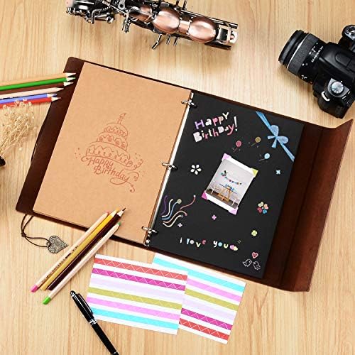 ZEEYUAN Leather Scrapbook Vintage Photo Album Memories DIY Scrap Book, Mothers Day Gift for Mom Mother Scrapbook/Anniversary/Valentines Gifts(Blue Purple) - Image 5