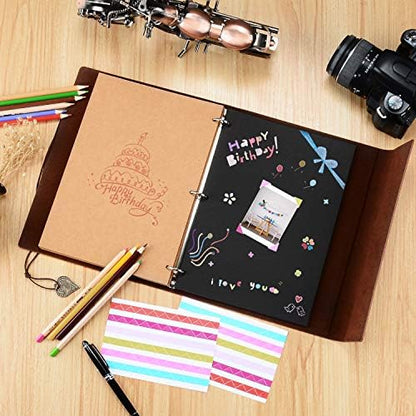 ZEEYUAN Leather Scrapbook Vintage Photo Album Memories DIY Scrap Book, Mothers Day Gift for Mom Mother Scrapbook/Anniversary/Valentines Gifts(Blue Purple) - Image 5