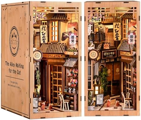 DIY Book Nook Kit with LED Lights | 3D Puzzles for Adults & Teens, Miniatures and Model Building Kits for Bookshelf Decor, Relaxing & Creative Gift for Craft Lovers | Sakura Alley by Soothee