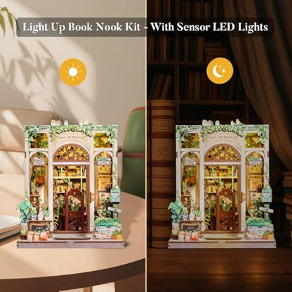 Fsolis Book Nook Kit Miniature House Green Life's Bookshop - Image 4