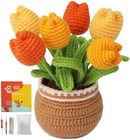 kgxulr Crochet Kit, Yellow Tulips Knitting Kit, Crochet Kit for Beginners by kgxulr