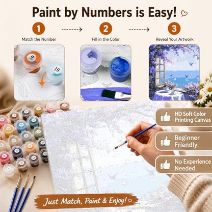 AUKELHJ Paint by Numbers Kit for Adults Beginner, Window View, 16x20 Inch - Image 5