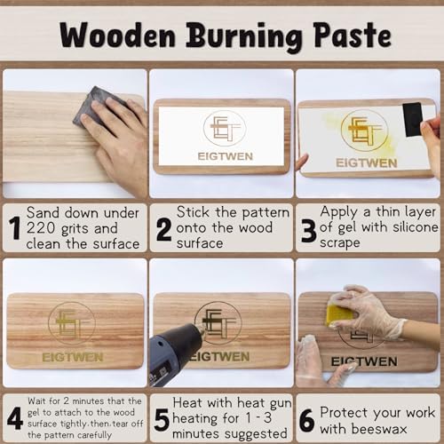 EIGTWEN 11pcs Wooden Burning Paste Kit, 4oz Heat-Activated Burn Gel - Image 4