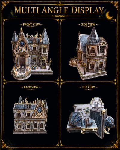 3D Wooden Puzzle for Adults, DIY Fantasy Castle Miniature House Kit, LED - Image 5