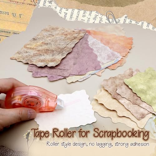 170 Pcs Sheets Vintage Scrapbook Paper Kit with Photo Tapes, Textured Scrapbook Paper, Scrapbooking Supplies, Junk Journal Supplies, Decorative Decoupage Card, Mixed Media Collage Making Craft - Image 5
