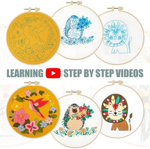 LX LERMX Embroidery Kits for Beginners, Adult Starter Cross Stitch Kit Needlepoint Complete DIY Kit with Unique Patterns, Hoop, Colorful Threads, Tools, Step by Step Instructions & Video Tutorial - Image 2