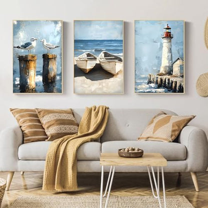 Mandun Beach Paint by Numbers Kit for Adults, 3 Pack, 7.8x11.8 inch - Image 3