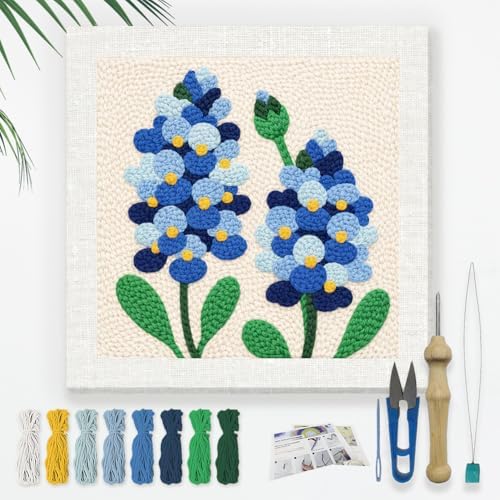 Doodlream Bluebonnet Flower DIY Punch Needle Embroidery Kit for Beginner by Doodlream