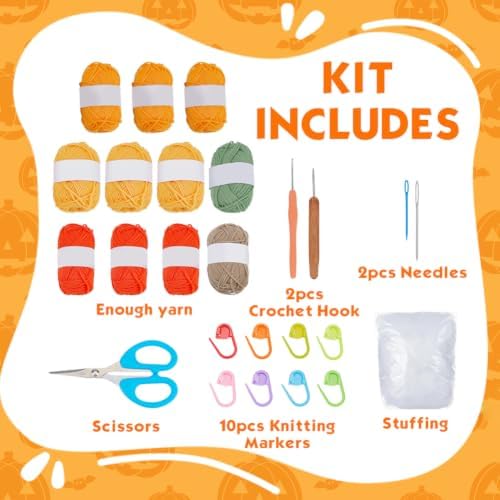 ACRNIGHEET 3 Pack Halloween Pumpkin Crochet Kit for Adults Beginners Fall - Image 2