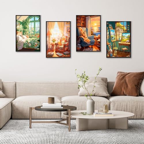 Camocin 4 Pack Framed Paint by Numbers Kit for Adults with Wooden Easel - Image 2