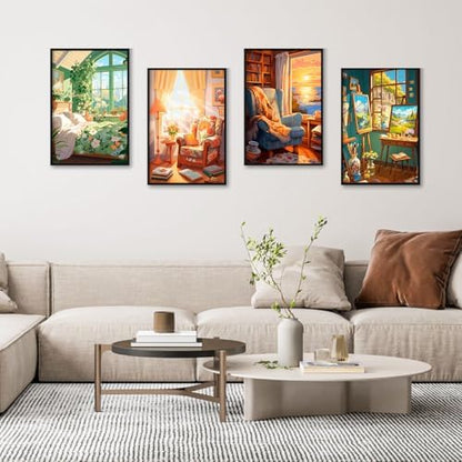Camocin 4 Pack Framed Paint by Numbers Kit for Adults with Wooden Easel - Image 2