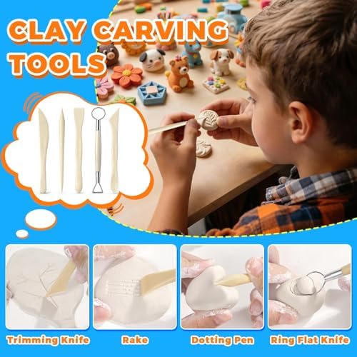 3.4FL OZ Air Dry Clay Glaze & 25pcs Tools Kit, Gloss Protective Sealant - Image 6
